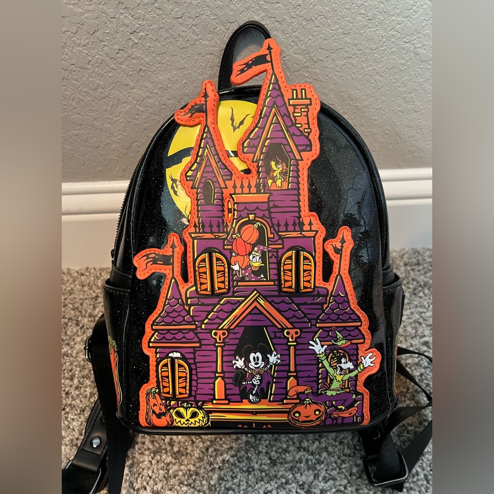 Loungefly Black and Purple Disney Haunted House Backpack